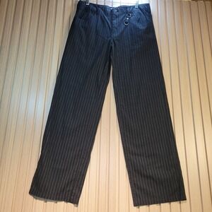 Utility Womens Pinstripe Wide Leg Pants Black Skull O-Ring Mall Goth Size 16